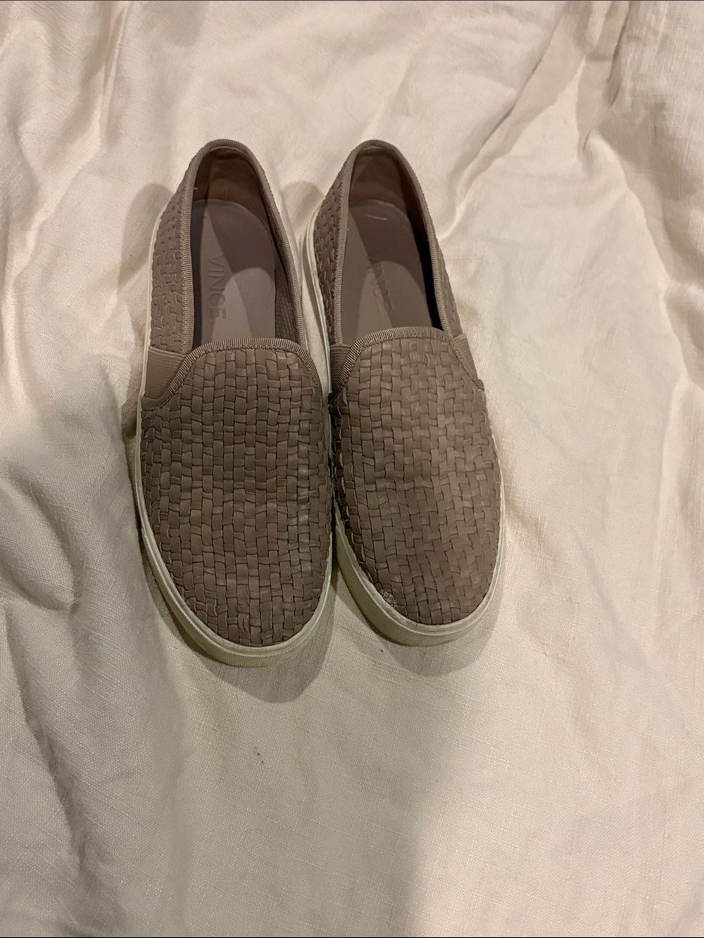 Vince Women’s Woven Taupe Slip-On Loafers